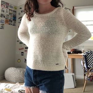 white knit sweater